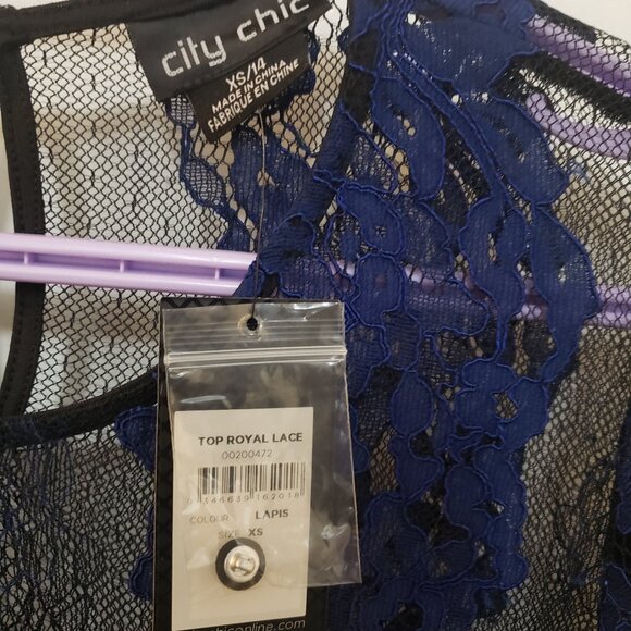 City Chic Black and Blue Lace Top. New With Tags. - Picture 7 of 9